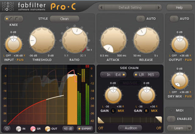 blank When you're in Expert mode, the sidechain controls are revealed.